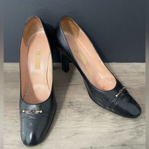 RARE GUCCI Vintage Early 1970’s size 38 1/2 (8.5) Black Pumps Heels Shoes